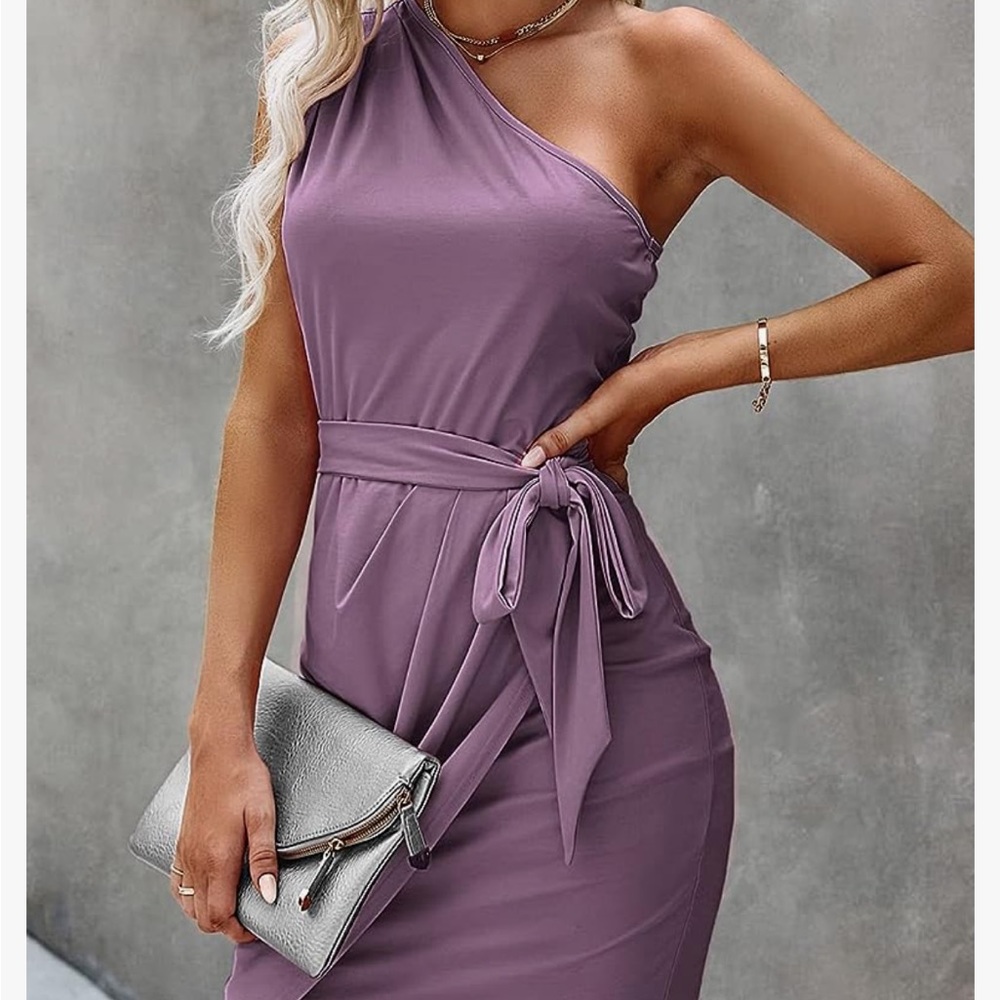 One shoulder ruched bodycon cocktail dress